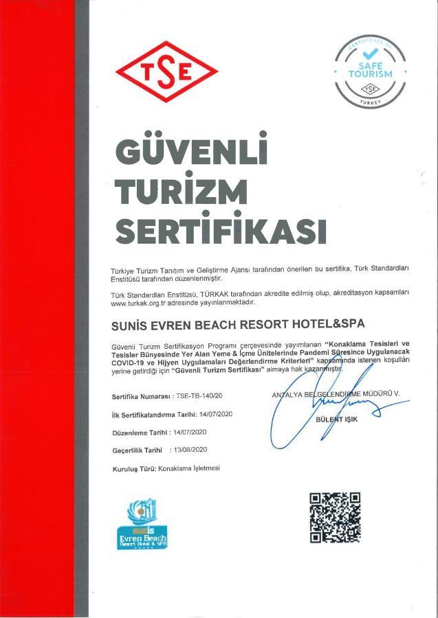 Sunis Evren Beach Resort Hotel&Spa Side Exterior foto